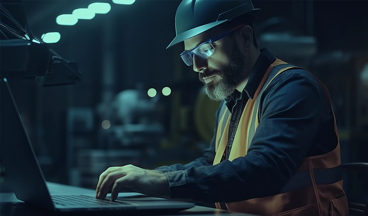 Engineer working on his laptop