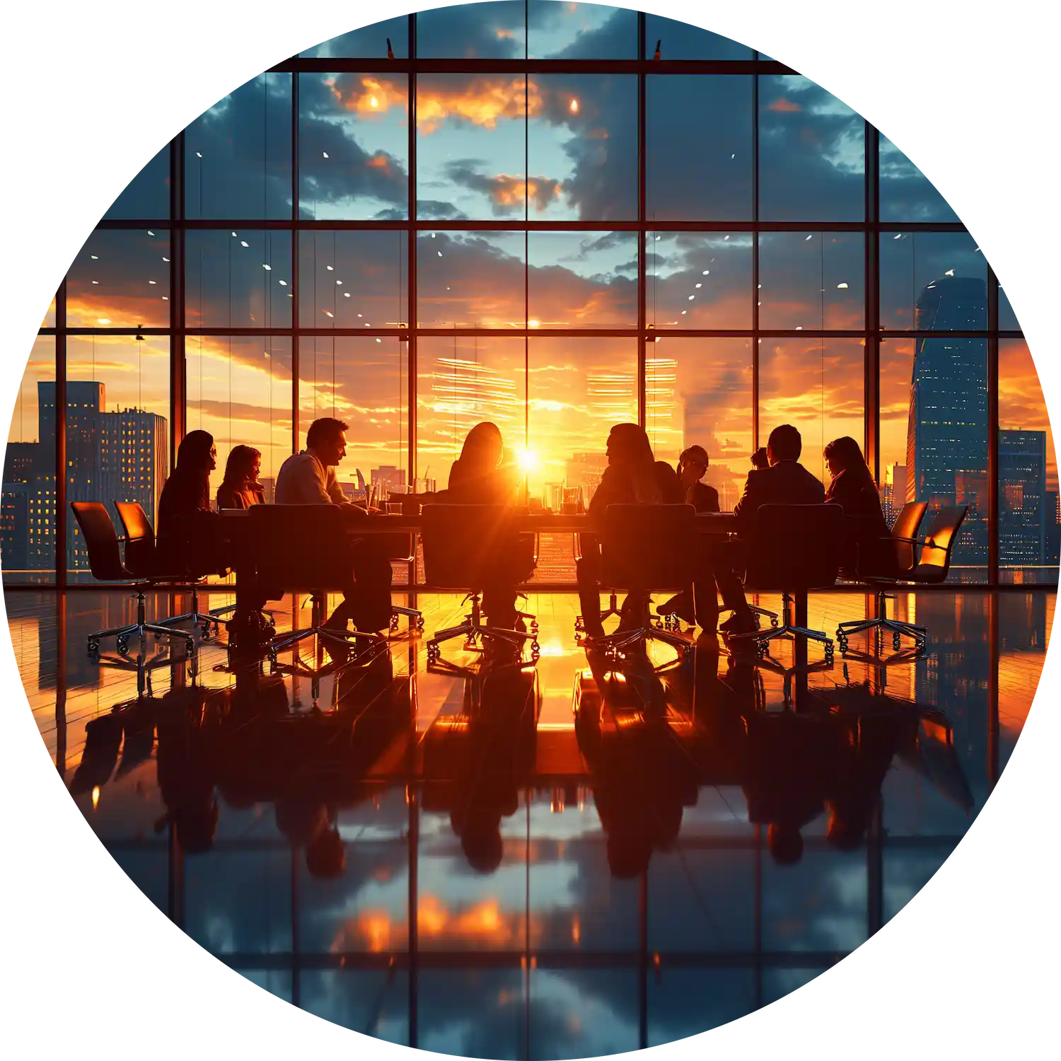 Seeq's Leadership Team sitting in an office