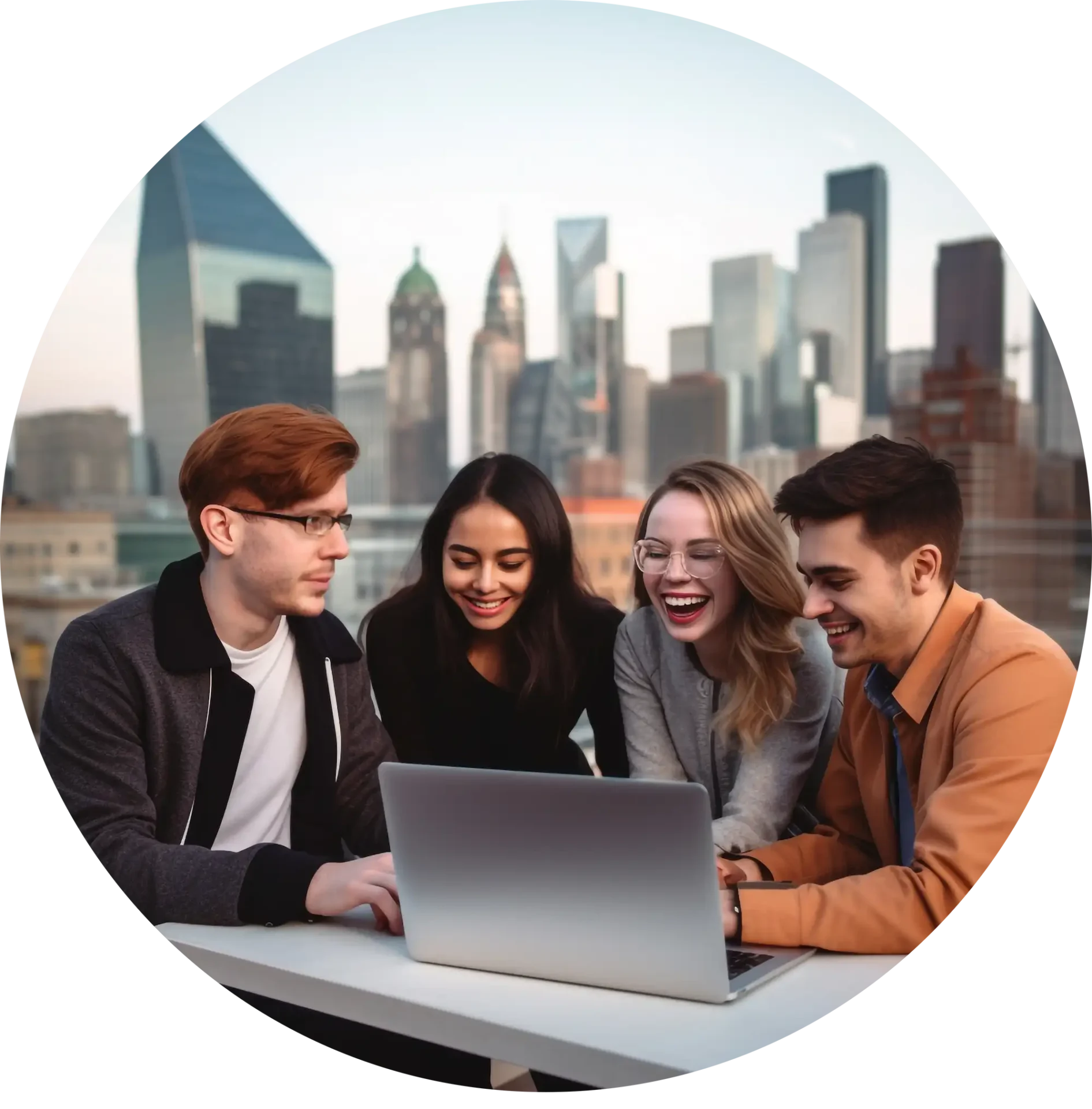 Young Professionals around a laptop
