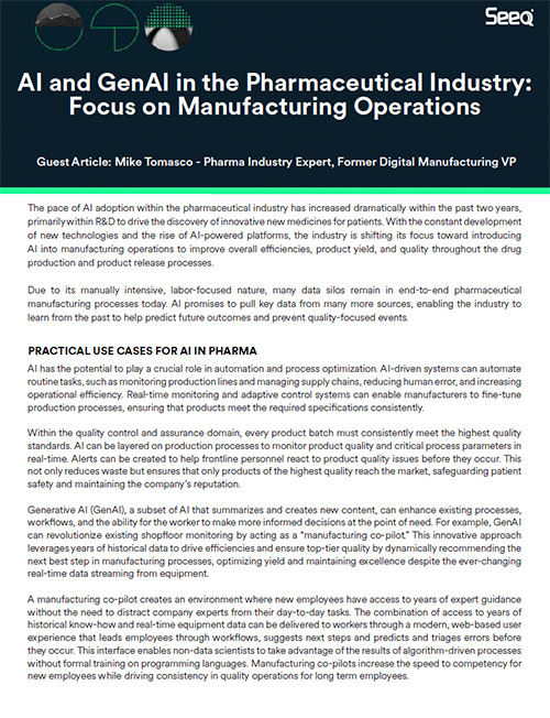 Seeq - AI and GenAI in the Pharmaceutical Industry